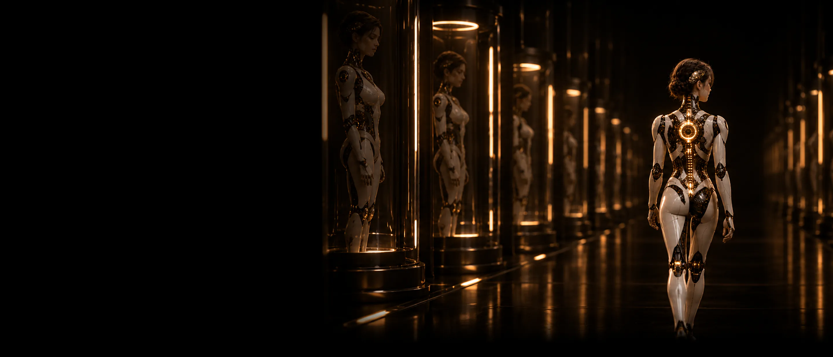 Dormant versions of AIVA in glass alcoves